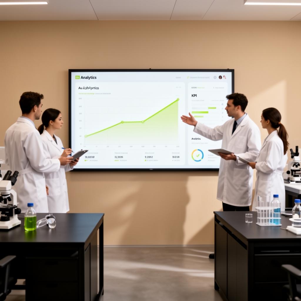Equipe técnica de laboratório de análises clínicas em operação