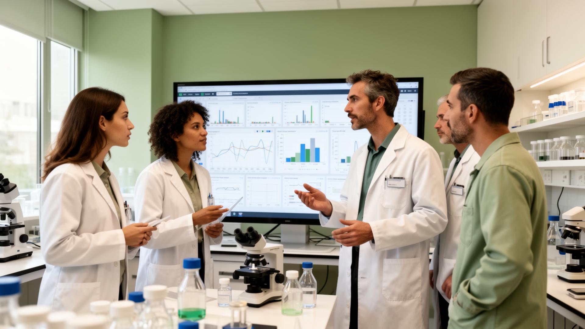 Equipe Labix operando dashboards e software para laboratórios em sala de monitoramento